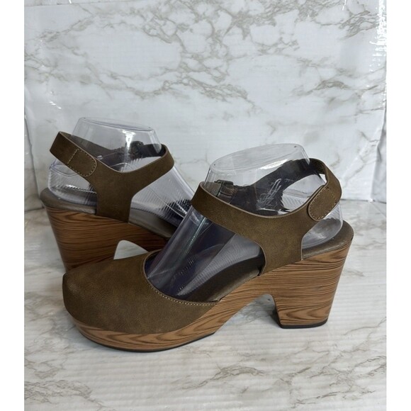 Pierre Dumas Shoes Womens Size 8.5 Brown Mary Jane Block Heel Faux Wood platform - Picture 8 of 10